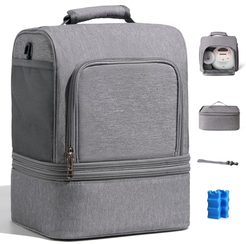 NCVI Breast Pump Backpack for Breastfeeding, Breastmilk Cooler Bag with Ice Pack, Detachable Double Layer Pump Bag Compatible with S1, S2