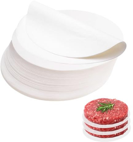 Lotbun 500 unidades de disco de hamburguesa, papel para hornear redondo, papel de filete picado, papel de hornear, papel antiadherente, para hamburguesas, empanadas de hamburguesas (10CM)