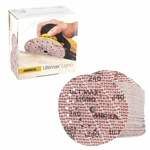 Mirka Schleifscheiben Ultimax Ligno Ø 125 mm Klett Multifit Korn 240 | Multi-Lochung für optimale Staubabsaugung ideal für Holzoberflächen hohe Kornqualität und langlebig 100 Stück pro Packung