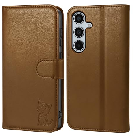 YATWIN Hülle Leder für Samsung Galaxy A55, Klappbar Flip Stoßfeste Leder Wallet Case Cover Schutzhülle für Samsung Galaxy A55, Braun