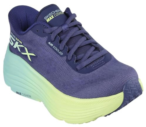 Skechers Zapatillas de mujer Max Cushioning Endeavour Hallandale Hands Free Slip-ins, Azul Marino Verde Lima, 41 EU