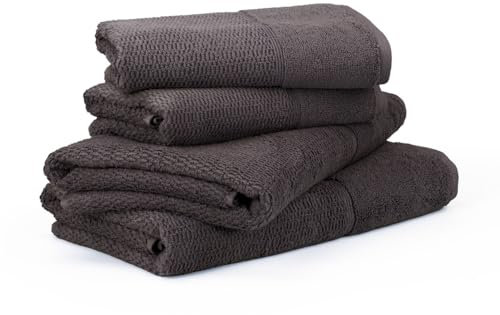 Frottana MÖVE for Handtuchset Pearl 4-TLG Handtücher - 2X 50x100 cm + 2X 67x140 cm, 100% Baumwolle, Graphite