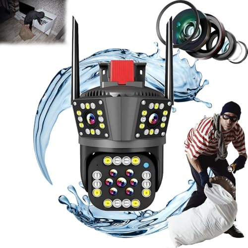 RENTANAC Davitech Camara De Seguridad,Outdoor Waterproof Wireless WiFi HD Security Camera,Auto Tracking 360 View Indoor Home Security Camera