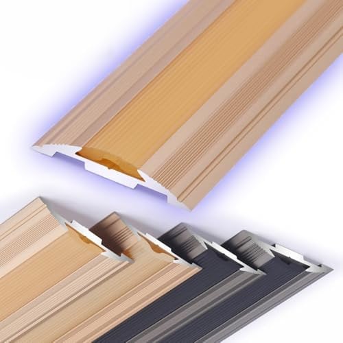 QTWLG 44 48mm Wide Transition Strip For Uneven Floors, Exterior Doors Threshold Cover Aluminum Threshold Reducer 90 120 150cm Gap Connecting Strip(Gold,44 * 900mm)