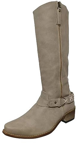 Stivali da Donna Stivali Donna Cowgirl Boots Stivali Moto Donna Stivali Donna Stivali Moto Donna Stivali Gomma Donna Leva Stivali Country Western Legno (Grey, 41)