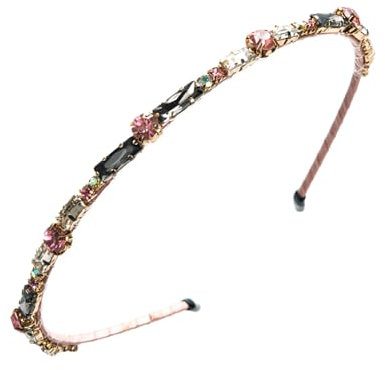 Qiwenr Cerchietto di Cristallo, Cerchietto per Capelli Strass, Cristallo Fascia rosa, Cerchietti Strass, Fascia per Capelli con Strass, Bellissimo Copricapo per Ballo di Fine Anno/Festa(rosa)