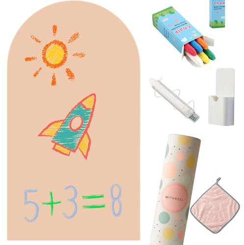 Mithreel Magnettafel Kinder – Selbstklebende Wandtafel in Bogenform mit Pastellfarben und Kreiden – Montessori Magnetwand – für Mädchen und Jungen – Kinder Magnettafel Wand (Sandfarben, 120 x 60 cm)