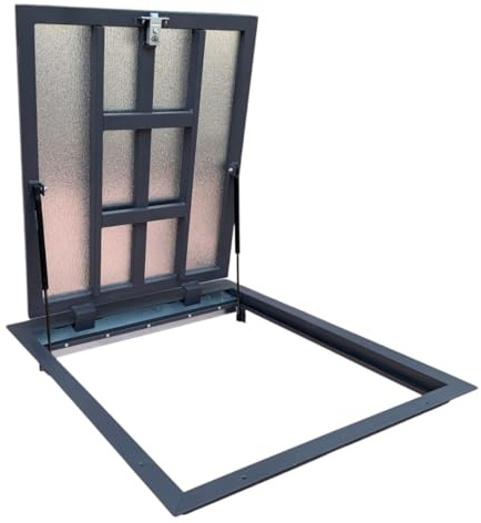 S-Lion Bodenluke Thermo Max 4, 120 x 60 cm, mit Gasfeder, Verriegelung mit Griff & Vierseitiger Dichtung, Schachtabdeckung für Keller & Revisionsschacht, Rahmen aus Stahlprofil, 1200 x 600 mm