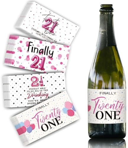 SUPERDANT 40Pcs 21st Birthday Wine Labels for Bottles Mini Champagne Labels Colorful Balloon Wine Bottle Label Stickers Champagne Bottle Cover Sticker for Birthday Party Favor