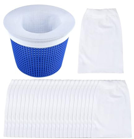 WUSJCOF 20 Pièces Chaussette Skimmer Piscine Réutilisable, Filet de Panier Skimmer Piscine, Filtre Piscine pour Débris et Feuilles, Pour Piscines Creusées et Hors Sol (Blanc)