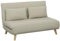 HOMCOM 3 in 1 Schlafsofa 130 x 78 cm Sofa mit Bettfunktion, Klappbar Couch mit Lendenkissen, Samtoptik, Verstellbarer Rückenlehne für Wohnzimmer, Schlafzimmer, Beige