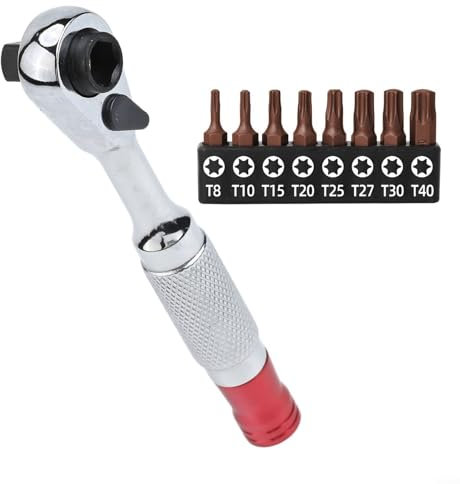 Bebykilemi Chiave a cricchetto da 1/4 di pollice, con 8 punte, affidabile e pratica, adatta per cacciavite Torx esagonale (T8-T40)