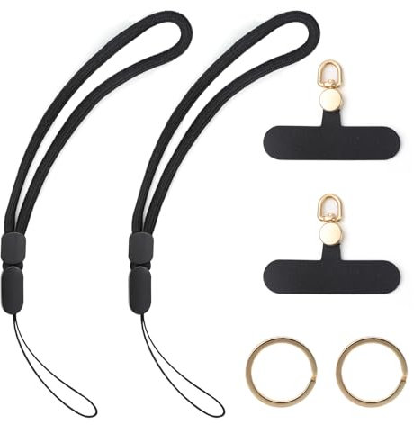 Molirex 2 Pièces Cordon Telephone Portable Dragonne, Dragonne Telephone Portable Réglable avec 2 Patchs Durables et Anneau pour Téléphone, Smartphone, Caméra, USB