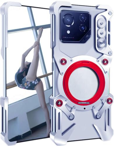 TECSHINE Metal Case for ASUS ROG Phone 9 Pro, Gaming Cellphone Cover for ROG 9, Border Mobile Phone Shell, Magnetic Bracket -Silvery