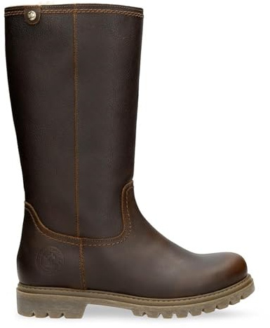 Panama Jack Damen Bambina Braune Wasserdichte Lederstiefel Mit Hohem Winterstiefel