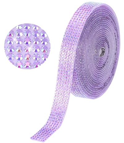 QUARKZMAN Strassstreifen, 3 Yard 12mm selbstklebende Strassbänder Bling-Tape für DIY-Bastelarbeiten, Party-Auto-Handydesign, Hellviolett AB