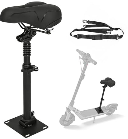 Höhenverstellbarer Klappsitz für Elektroroller, kompatibel mit Segway Ninebot F3/E3/E3Pro Roller, 45-65CM Sitzhöhe mit Stoßdämpfender Sitz, tragbarer Schultergurt und hochglänzende Reflektorstreifen