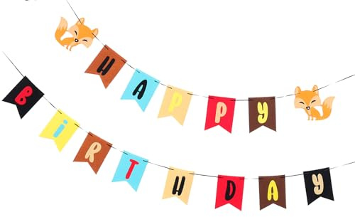 Beaupretty Kreative Fuchs Wimpelkette aus Vliesstoff Geburtstagsbanner Party Dekor Unzerbrechlich für Kindergeburtstag