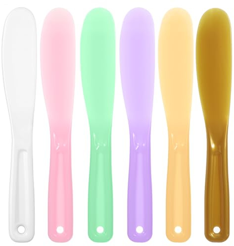 6 Pcs Face Mask Brush, Ymapinc Makeup Spatula for Face Mask/Cream Mixing, Reusable Colored Applicator, Plastic Spatulas, Cream Applicator Cosmetic Spatula, Skin Beauty Skincare Makeup Spatulas