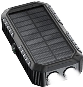 Banque d'énergie Solaire - Batterie Externe Haute Luminosité | Batterie Externe à Manivelle avec Panneau Solaire - pour Camping, Randonnée, Voyage, Road Trip, Pêche, Bivouac