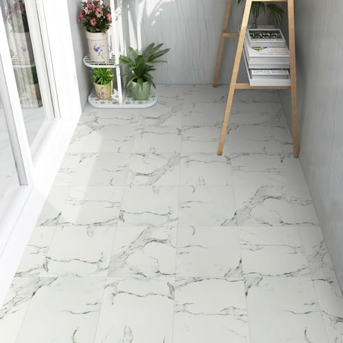 Floor Tiles Self Adhesive Floor Tile Vinyl Flooring Peel and Stick | Waterproof Marble Effect for Bathroom Kitchen Living Room Inner Porch, 30x30cm 1.0mm 38pcs (3.4㎡)