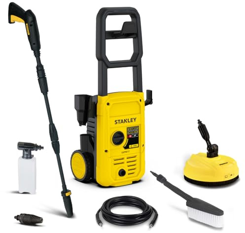 Stanley Hochdruckreiniger SXPW17P, Kaltwasser, für Autos und Außenflächen im Haushalt, mit Flächenreiniger und Fester Bürste, max. Druck 130 bar, max. Fördermenge 450 l/h, Leistungsaufnahme 1700 W