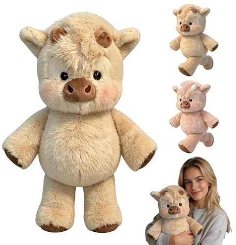 Running Cow Plush 45cm, Laufendes Kuscheltier, Interaktive Plüschtier Einer Laufenden Kuh, Kuh Kuscheltier, Niedlich Wildschwein Stofftier, Running Plushies, Geschenk für Familie Freunde (Khaki)