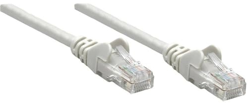 Intellinet Network Patch Cable, Cat5e, 0.25m, Grey, CCA, U/UTP, PVC, RJ45, Gold Plated Contacts, Snagless, Booted, Polybag