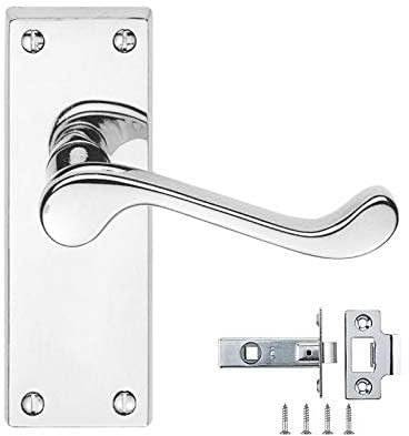 7 Sets Of Victorian Scroll Latch Door Handles in Polished Chrome & Latches Pack Sets