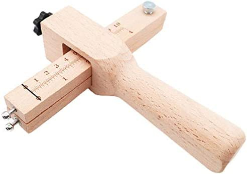 Adjustable Wooden Leather Cutter Strip Strap with 5 Blades Hand Cutting DIY Craft Tool