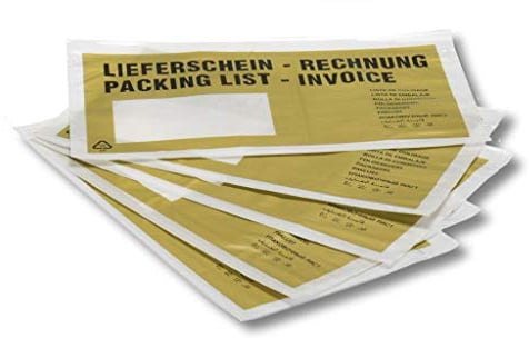 1000 Lieferscheintaschen / DIN lang / Lieferschein-Rechnung / Farbe: gold
