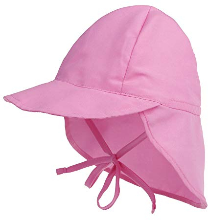 LACOFIA Cappello da Spiaggia Protezione Solare per Neonato Berretto Estivo Regolabile per Bambini Rosa 6-18 Mesi