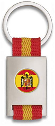 Tiendas LGP Albainox- Llavero Bandera de ESPAÑA y Chapa Escudo Aguila de San Juan, Plateado