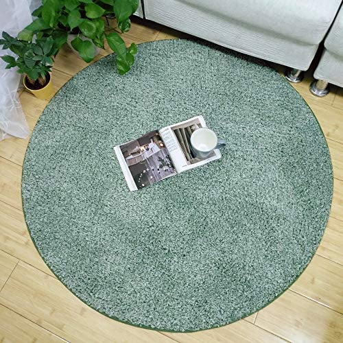 FANSU Teppich Rund Innenbereich Wohnzimmer Computer Stuhl Yoga-Matten Flur Schlafzimmer, Runder Kurzer Plüsch rutschfest Wasseraufnahme Praktische Fußabtreter (160cm,Dunkelgrün)