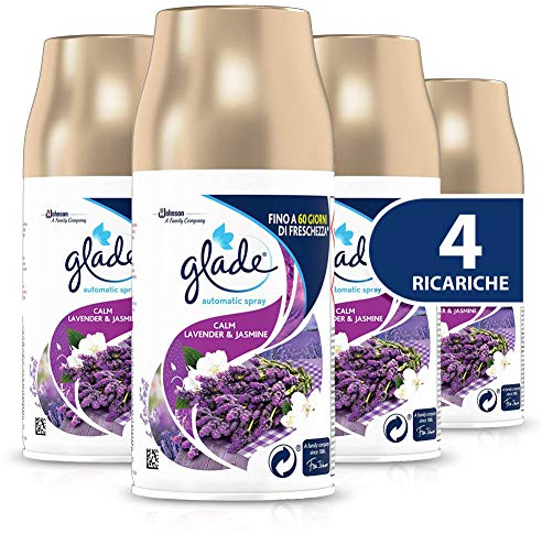 Glade Automatic Spray Ricarica, Profumatore per Ambienti, Fragranza Calm Lavender & Jasmine, Formato Scorta da 4 Ricariche da 269 ml