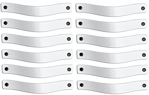 Brute Strength – Ledergriffe für Möbel – 20 x 2,5 cm – Weiß – 12 Stück | Handgefertigte Möbelgriffe und Lederschlaufen aus Vollnarbenleder; für Schranktüren und Schubladen, Schrauben inklusive