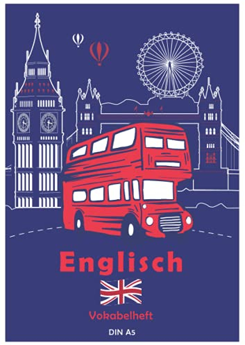 Englisch Vokabelheft | DIN A5: 100 linierte Seiten mit 2 Spalten