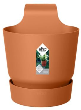 Elho Greenville Easy Hanger 19.5 - Pot De Fleurs pour Balcon - Plastique 100% recyclé - Ø 19.5 x H 23.7 cm - Marron/Marron Glacé