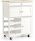 COSTWAY Kitchen Serving Trolley, Rolling Storage Island Cart with Drawer, 3 Tier Wine Racks, 2 Cabinets, Rubber Wood Tabletop & Wheels, Utility Storage Cabinet for Home Office Restaurant (White)