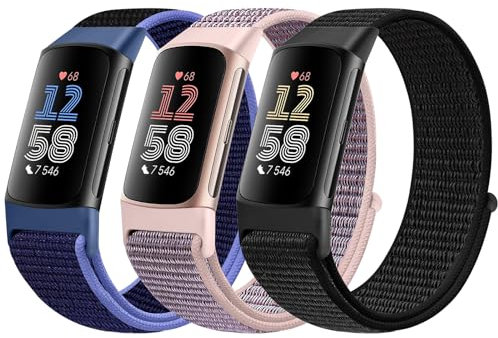 AVOD Sport-Loop-Nylon-Uhrenarmbänder, kompatibel mit Fitbit Charge 6/Charge 5 für Damen und Herren, verstellbar, atmungsaktiv, Ersatz-Armband aus weichem Nylon, für Fitbit Charge 6/Fitbit Charge 5