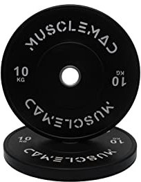 olympic Bumper Plates Set - Olympic Weightlifting Weight rubber Plates Barbell Weights for Training and Workout at Home Gym by MUSCLE MAD, 2 x 10kg