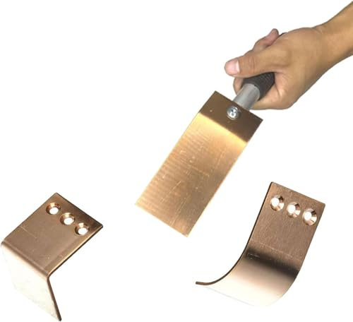 Welding Spoon Copper Welding Spoon Welders Helper,3 Plate Set, Flat/Curved/Angle Copper Paddle Backer with stainless steel wire brush,Metal Sheet Thickness Gauge
