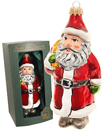 Krebs Glas Lauscha - Weihnachtsdekoration/Christbaumschmuck aus Glas - Santa‘s World Santa Porzellanmalerei - Farbe: Rot/Weiß - Größe: ca. 13 cm