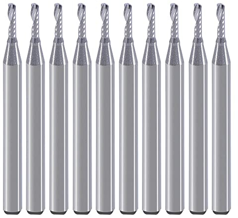 CNC-Fräser-Bits, Gravur-Bits, Schaftfräser, einschneidige Spirale, Upcut Router Bit, 3.175mm Schaft, 1.5mm Schnittdurchmesser, 6mm Schnittlänge,Wolframstahl, Gravur, Schnitzwerkzeug-Set für MDF