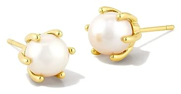 Kendra Scott Ashton Gold Pearl Stud Earrings, Fashion Jewelry For Women
