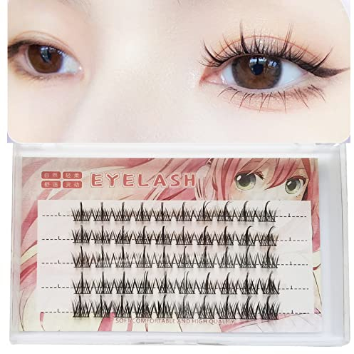 Manga Lashes Natural Look Fake Lashes Cluster C 11 12 13MM 5Reihen Künstliche Wimpern Natürlich korean Eyelashes Falsche Wimpern Für den Alltag, Cosplay Partys, Bankette, DIY