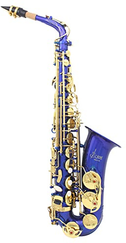 BOTOWI Altsaxophon Komplettset, Blaulack Altsaxophon in Es für Anfänger/Studenten/Leistung, Hochwertige Messinggravur Es Altsaxophon, Großartiger Klang, Saxophon Holzblasinstrument,White Shell Button