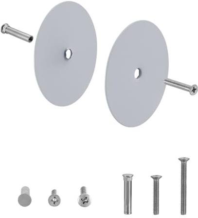 NAUBEA 1 Set Door Handle/Door Knob Hole Cover Plate, Deadbolt Cover Plate Primed Gray, 2 5/8 Diameter Round Door Hole Filler Plate, 1 and 1.5 Screws, Repair Locks and Doors Hole for Home Security