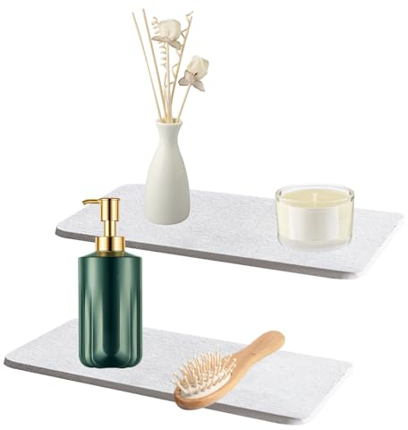 Wasserabsorbierendes Steintablett für Spüle, Kieselgur Untersetzer, Sofort Schnell Trockenmatte für die Küchentheke, rutschfeste Diatomit Mundwasserbecher-Untersetzer für Schwämme, Bürsten, Seife