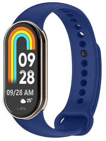 OcioDual Correa de Recambio Compatible con Xiaomi Mi Band 8, de color Azul Noble, Pulsera de Repuesto de Silicona Suave Flexible Sport Goma Transpirable